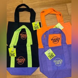 Trader Joe's Canvas Tote Bags - Black, Orange, Purple, green